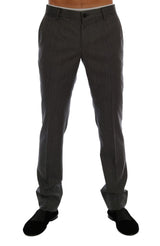 Pantalon habillé rayé en laine grise Dolce &amp; Gabbana