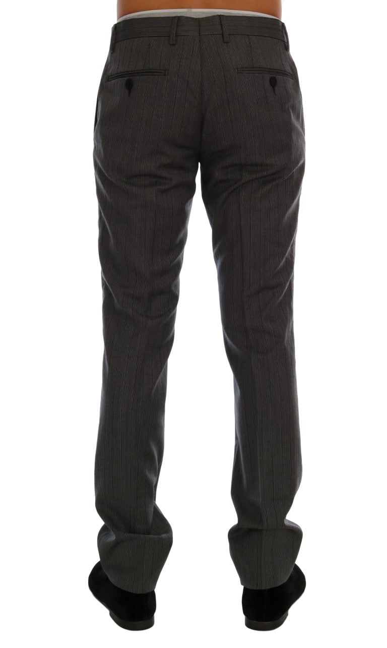 Pantalon habillé rayé en laine grise Dolce &amp; Gabbana