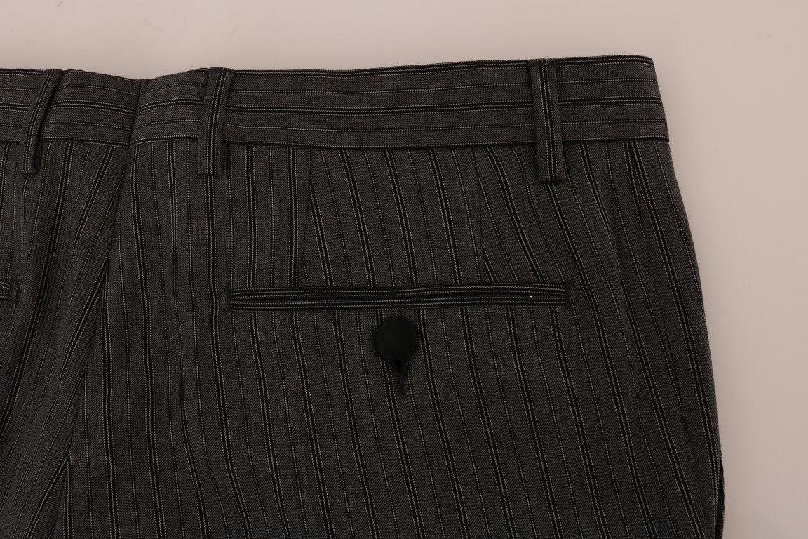 Pantalon habillé rayé en laine grise Dolce &amp; Gabbana