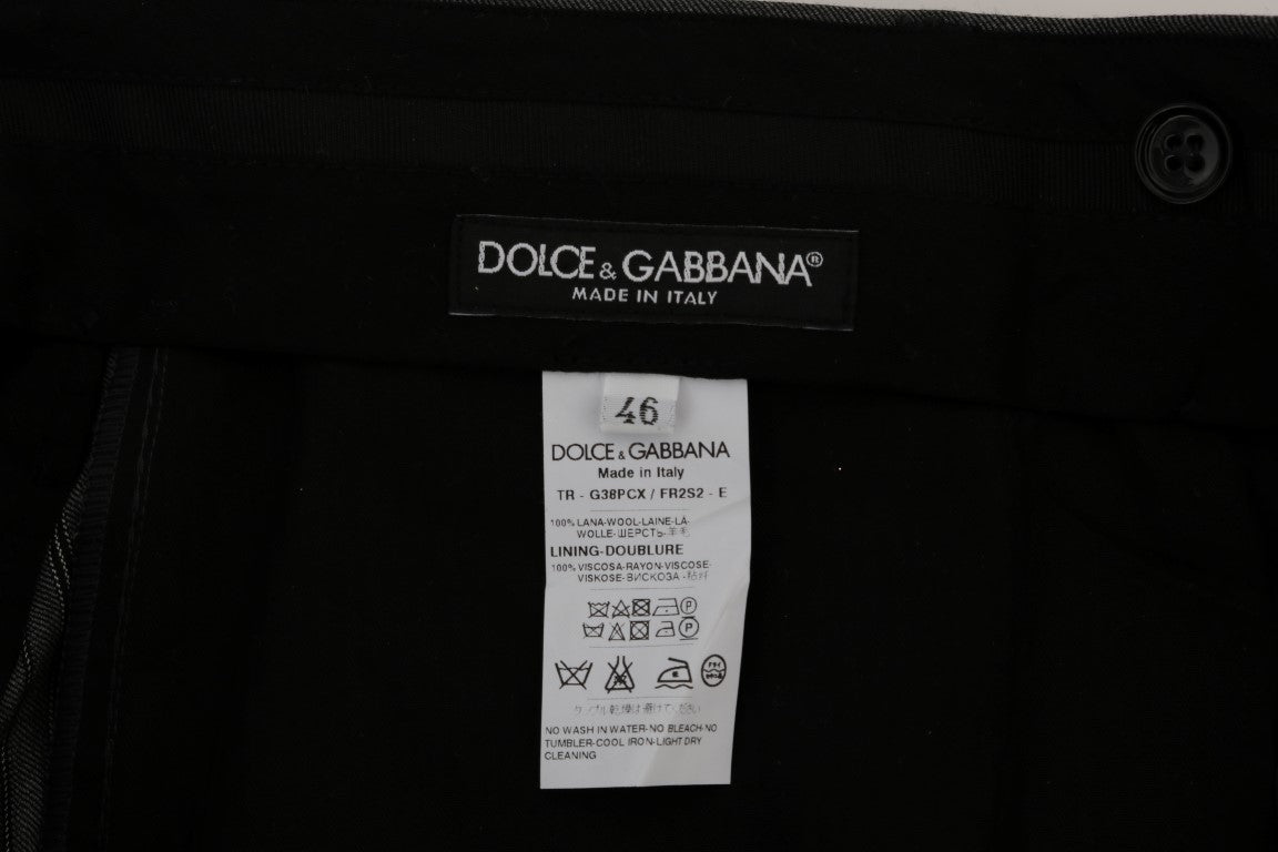 Pantalon habillé rayé en laine grise Dolce &amp; Gabbana
