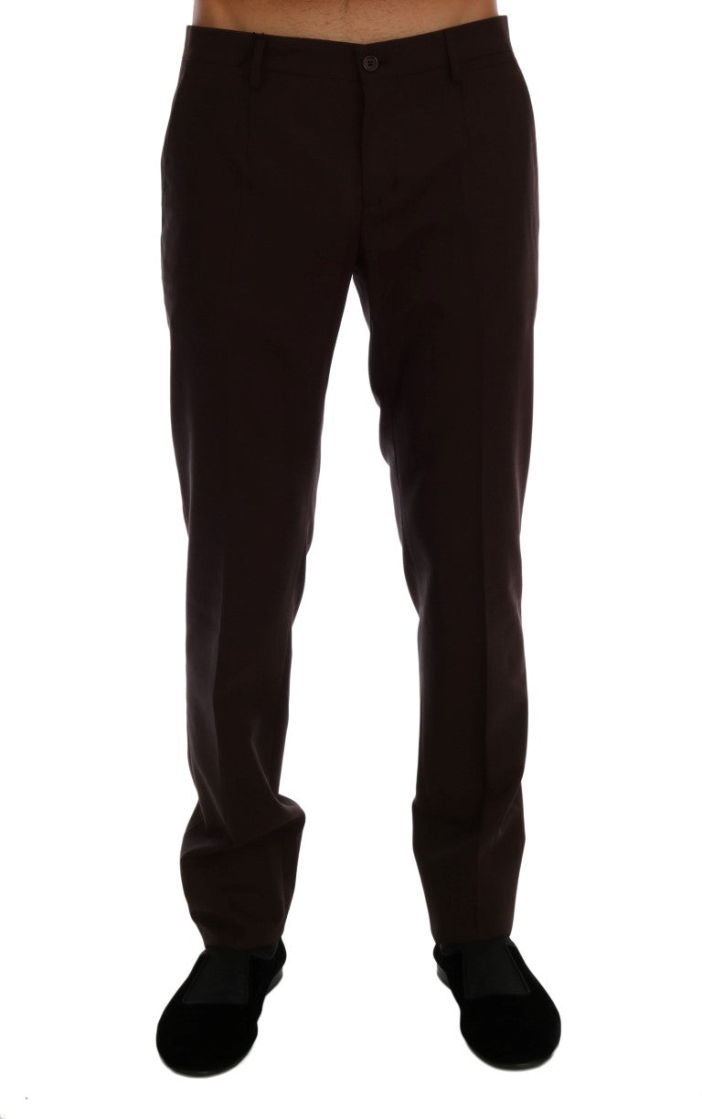 Pantalon habillé en laine stretch violette Dolce &amp; Gabbana