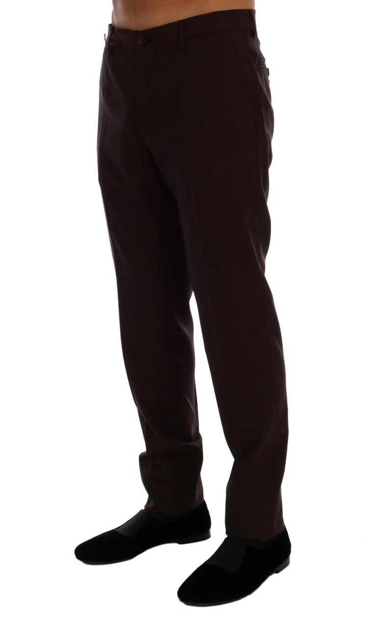 Pantalon habillé en laine stretch violette Dolce &amp; Gabbana