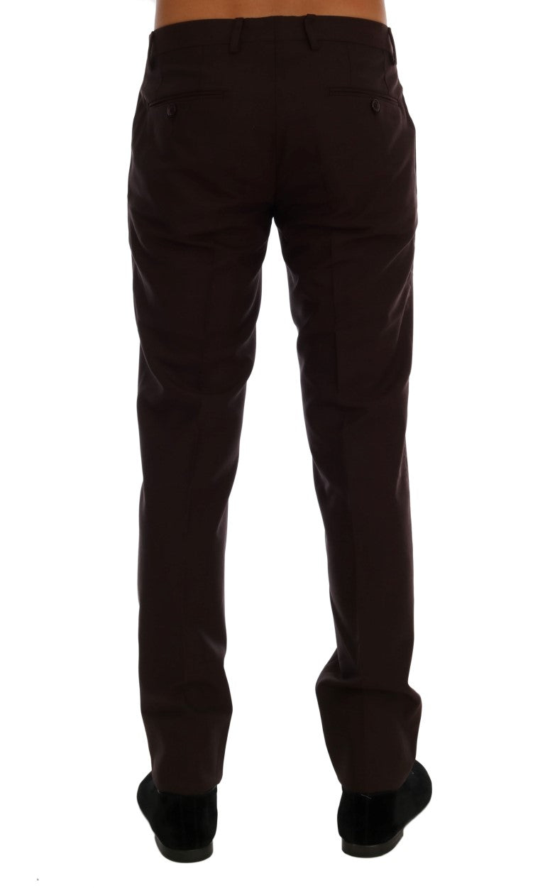 Pantalon habillé en laine stretch violette Dolce &amp; Gabbana