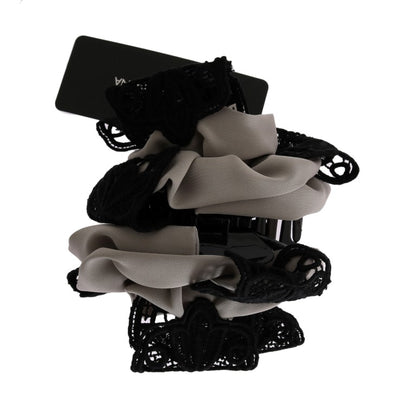 Pince à cheveux en soie grise et dentelle noire Dolce & Gabbana