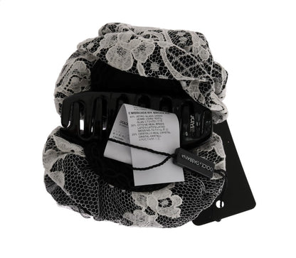 Pince à cheveux Dolce & Gabbana en dentelle florale noire et blanche avec cristaux