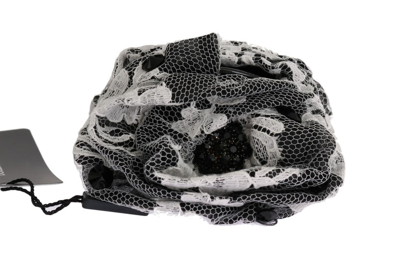 Pince à cheveux Dolce &amp; Gabbana en dentelle florale noire et blanche avec cristaux