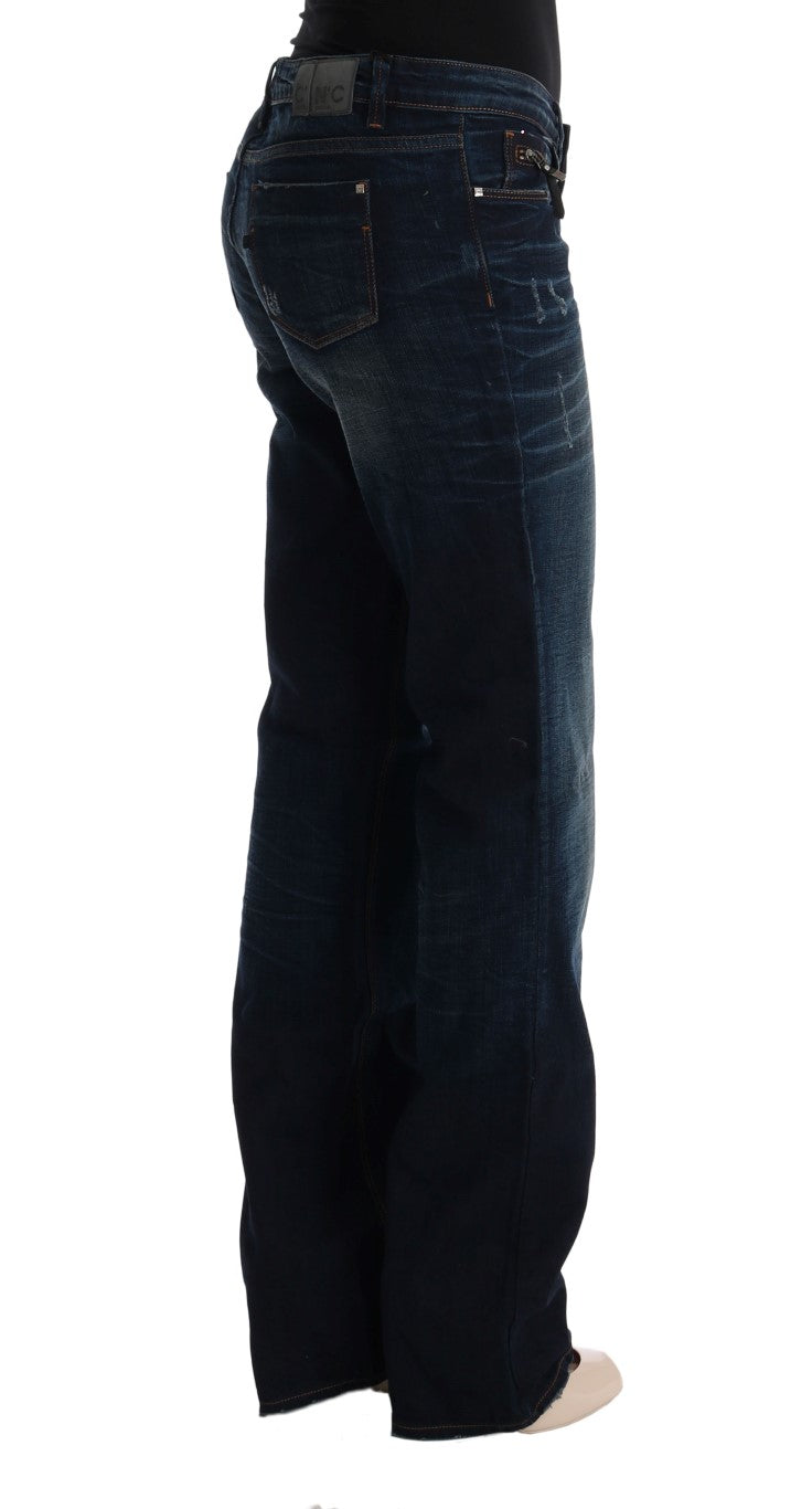Costume National - Jeans en coton bleu, coupe droite.