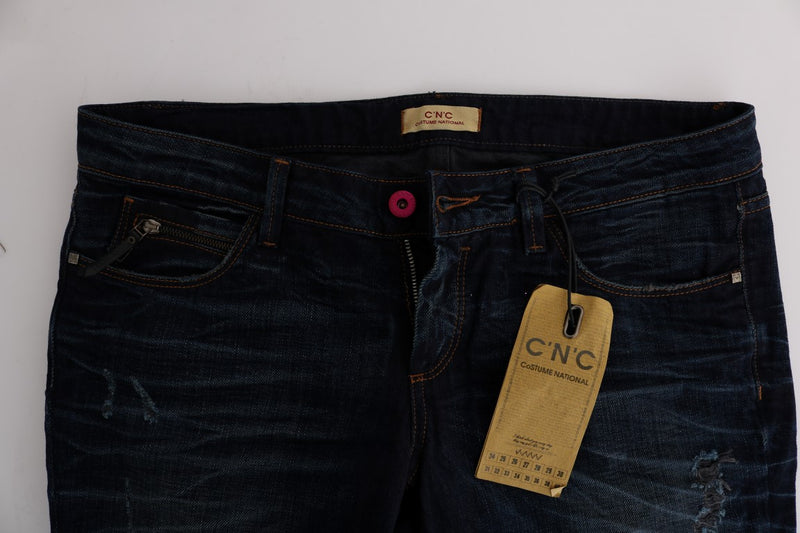 Costume National - Jeans en coton bleu, coupe droite.