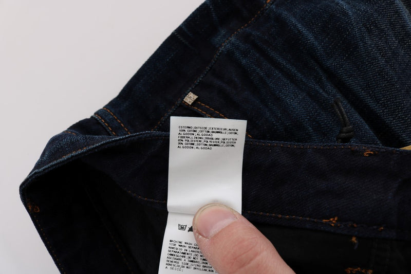 Costume National - Jeans en coton bleu, coupe droite.