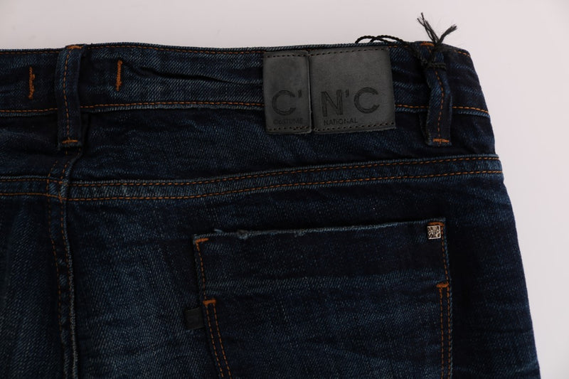 Costume National - Jeans en coton bleu, coupe droite.