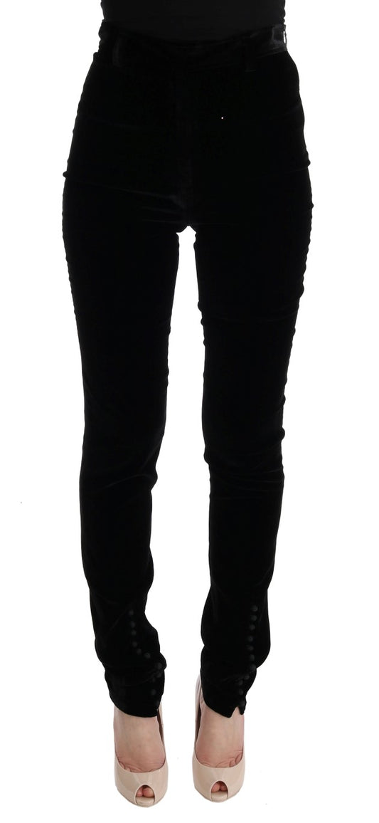 Pantalon slim en velours noir Ermanno Scervino