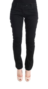 Pantalon décontracté noir en coton à coupe slim d'Ermanno Scervino
