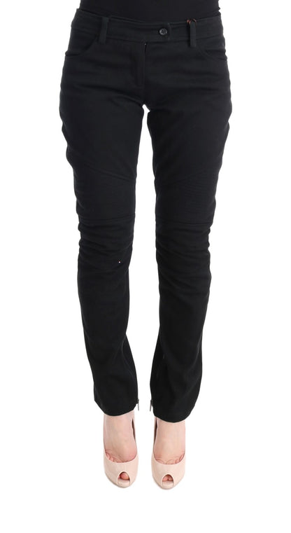 Pantalon décontracté noir en coton à coupe slim d'Ermanno Scervino