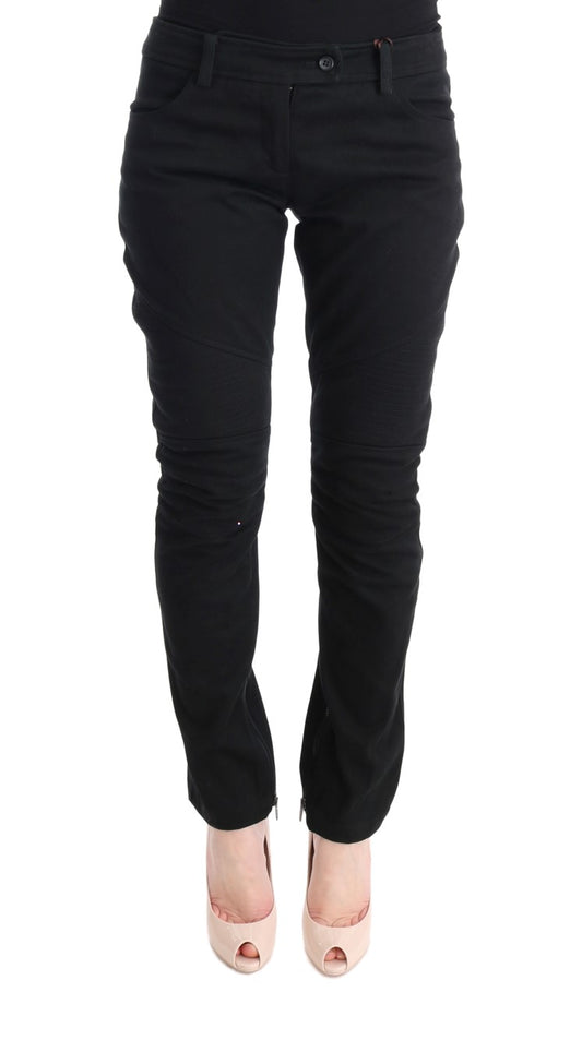 Pantalon décontracté noir en coton à coupe slim d'Ermanno Scervino