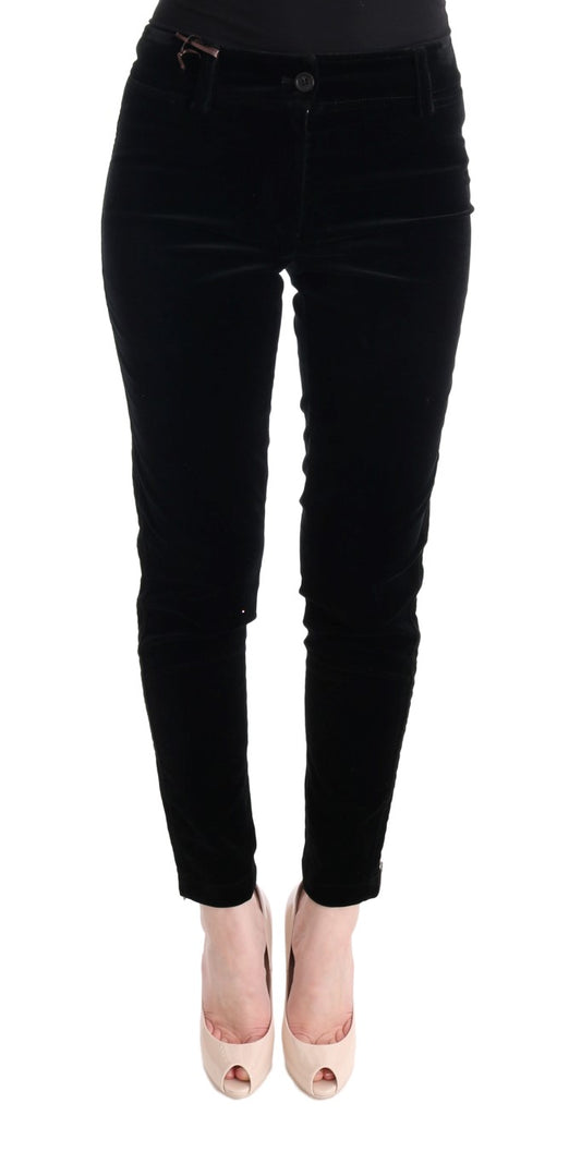 Pantalon Cropped en Velours Noir en Mélange de Viscose d'Ermanno Scervino