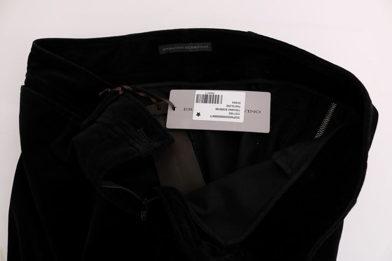 Pantalon Cropped en Velours Noir en Mélange de Viscose d'Ermanno Scervino