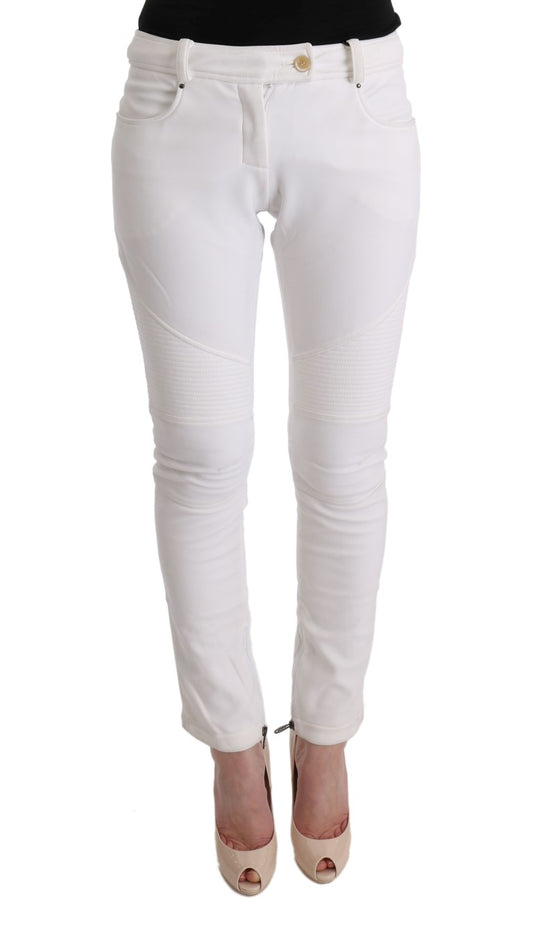 Pantalon décontracté blanc en coton à coupe slim d'Ermanno Scervino