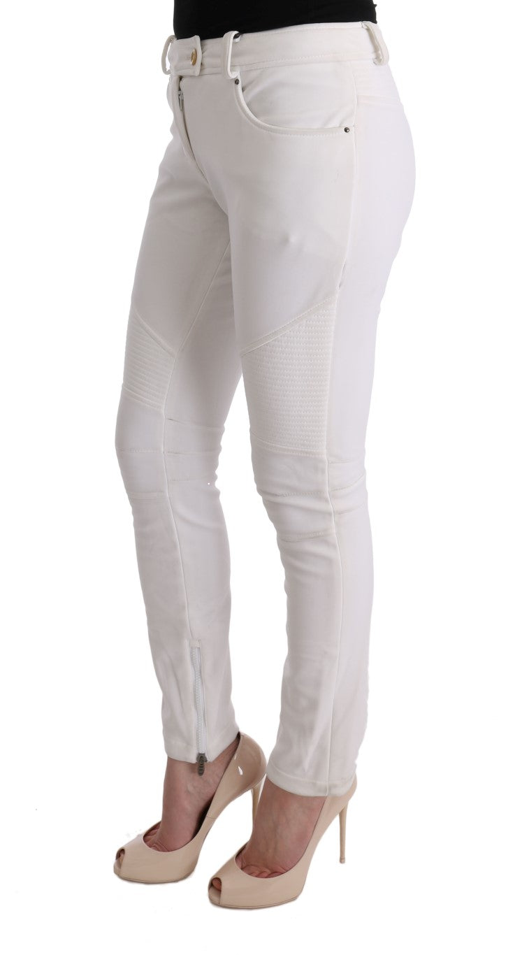 Pantalon décontracté blanc en coton à coupe slim d'Ermanno Scervino