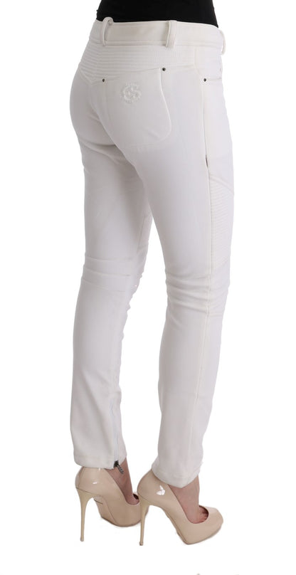 Pantalon décontracté blanc en coton à coupe slim d'Ermanno Scervino