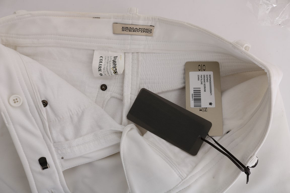 Pantalon décontracté blanc en coton à coupe slim d'Ermanno Scervino