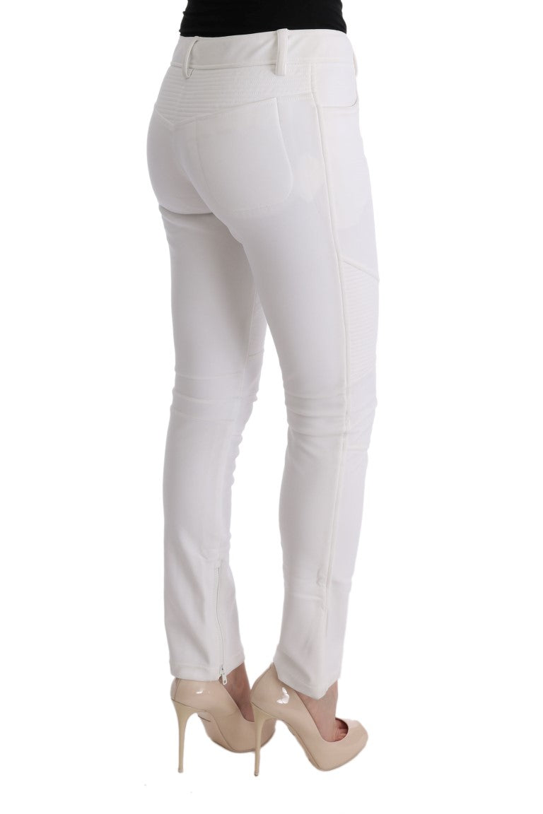 Pantalon décontracté blanc en coton à coupe slim d'Ermanno Scervino