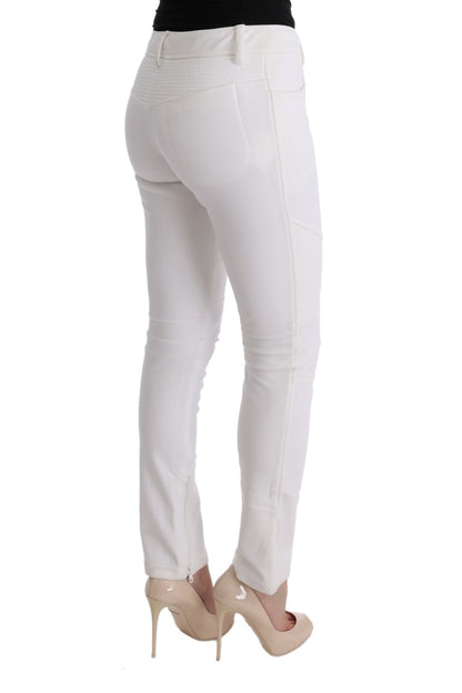 Pantalon décontracté blanc en coton à coupe slim d'Ermanno Scervino