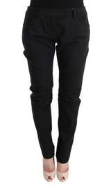 Pantalon décontracté noir en coton à coupe slim d'Ermanno Scervino