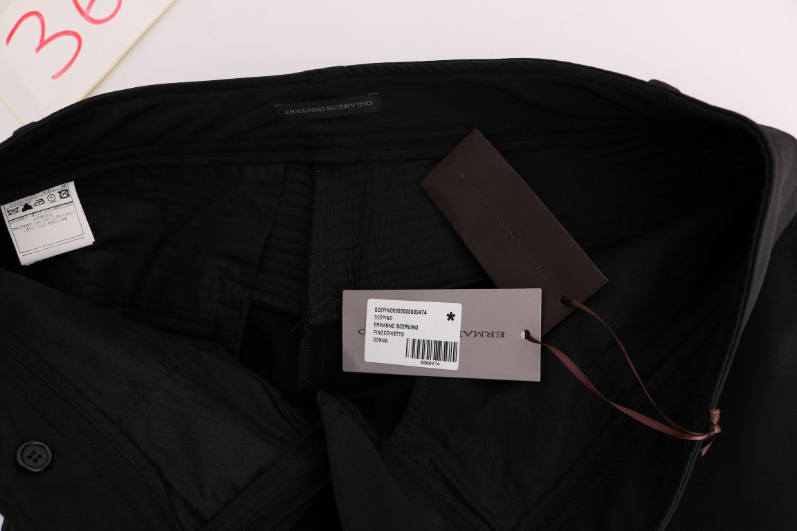 Pantalon décontracté noir en coton à coupe slim d'Ermanno Scervino