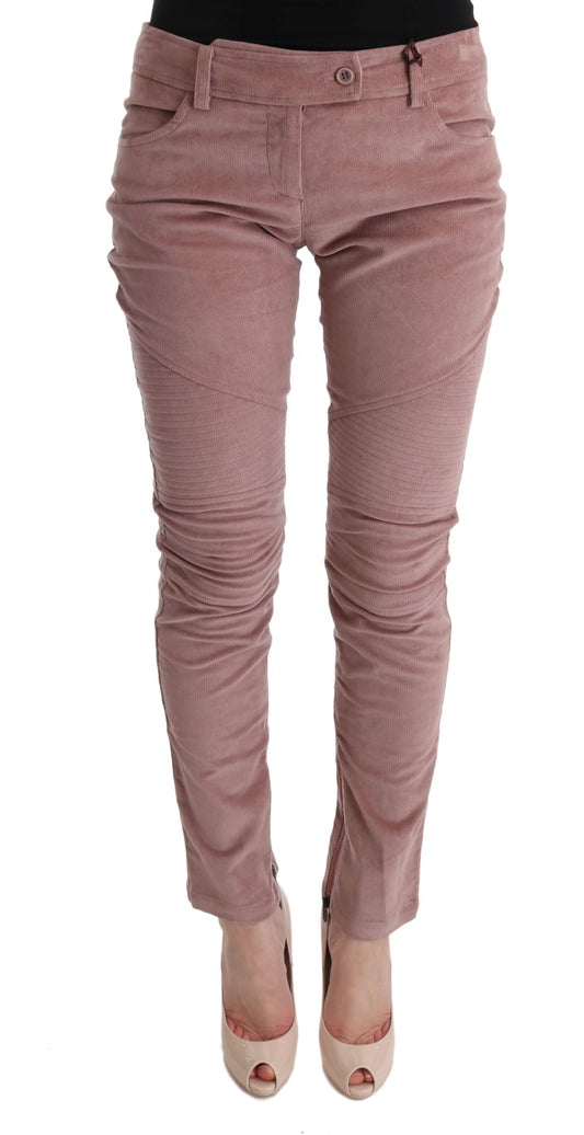 Pantalon décontracté taille courte en velours rose d'Ermanno Scervino