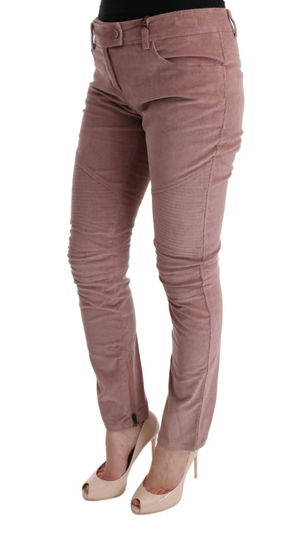 Pantalon décontracté taille courte en velours rose d'Ermanno Scervino