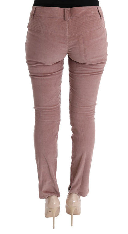 Pantalon décontracté taille courte en velours rose d'Ermanno Scervino