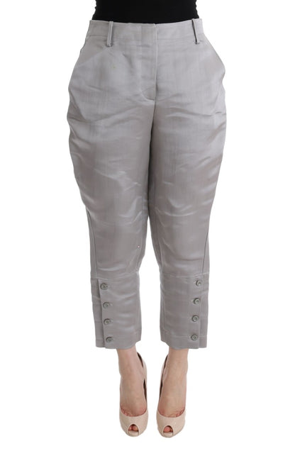 Pantalon décontracté taille courte en soie grise d'Ermanno Scervino
