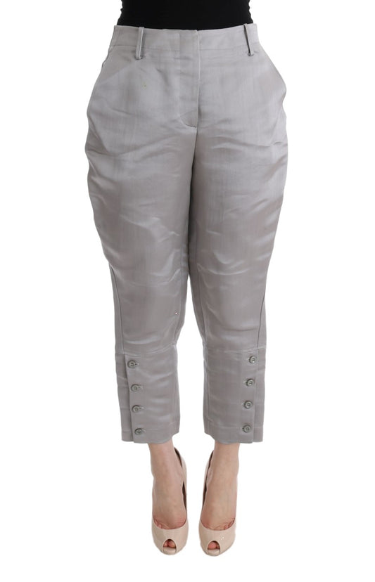 Pantalon décontracté taille courte en soie grise d'Ermanno Scervino