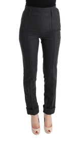Pantalon décontracté slim en laine vierge grise d'Ermanno Scervino