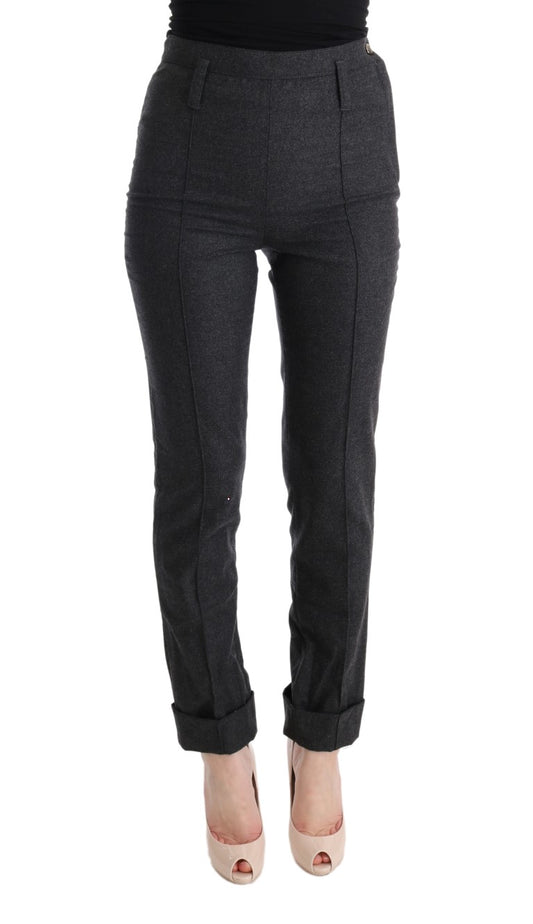 Pantalon décontracté slim en laine vierge grise d'Ermanno Scervino