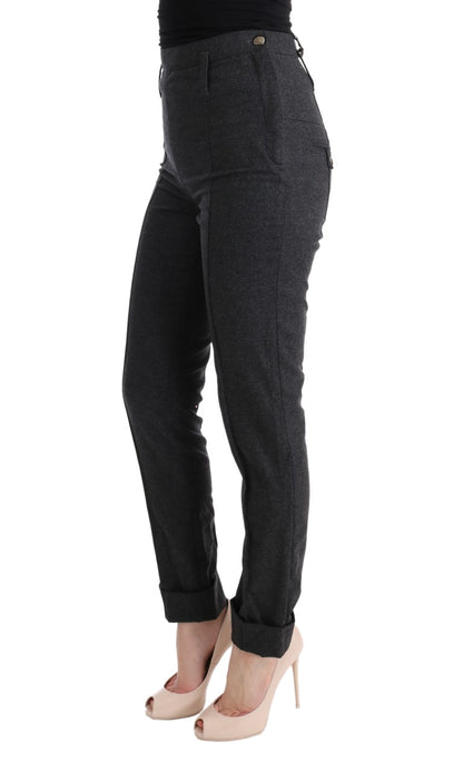 Pantalon décontracté slim en laine vierge grise d'Ermanno Scervino