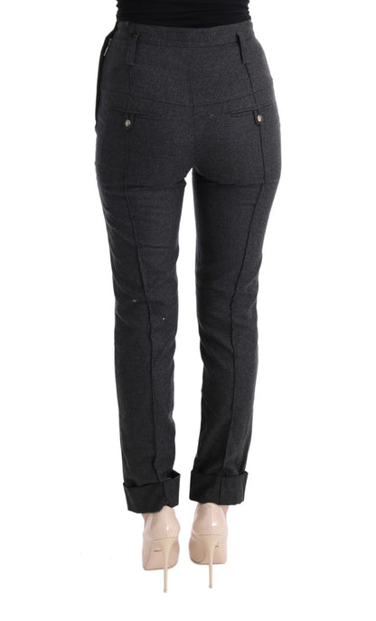 Pantalon décontracté slim en laine vierge grise d'Ermanno Scervino