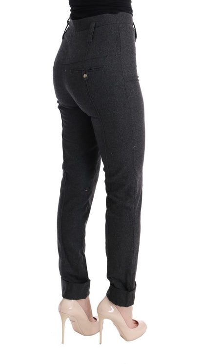 Pantalon décontracté slim en laine vierge grise d'Ermanno Scervino