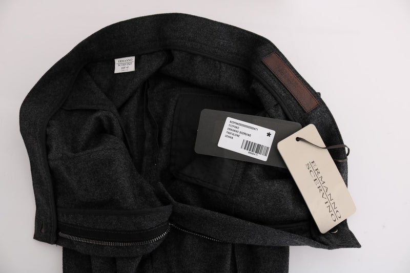 Pantalon décontracté slim en laine vierge grise d'Ermanno Scervino