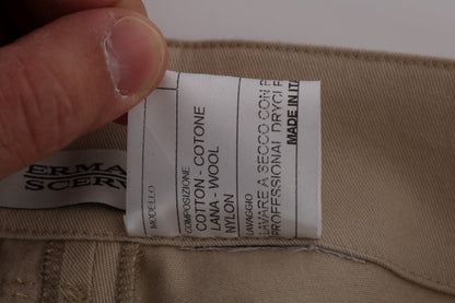 Pantalon droit en coton et laine beige d'Ermanno Scervino