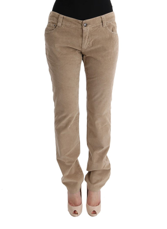 Pantalon en velours de coton beige à coupe droite d'Ermanno Scervino