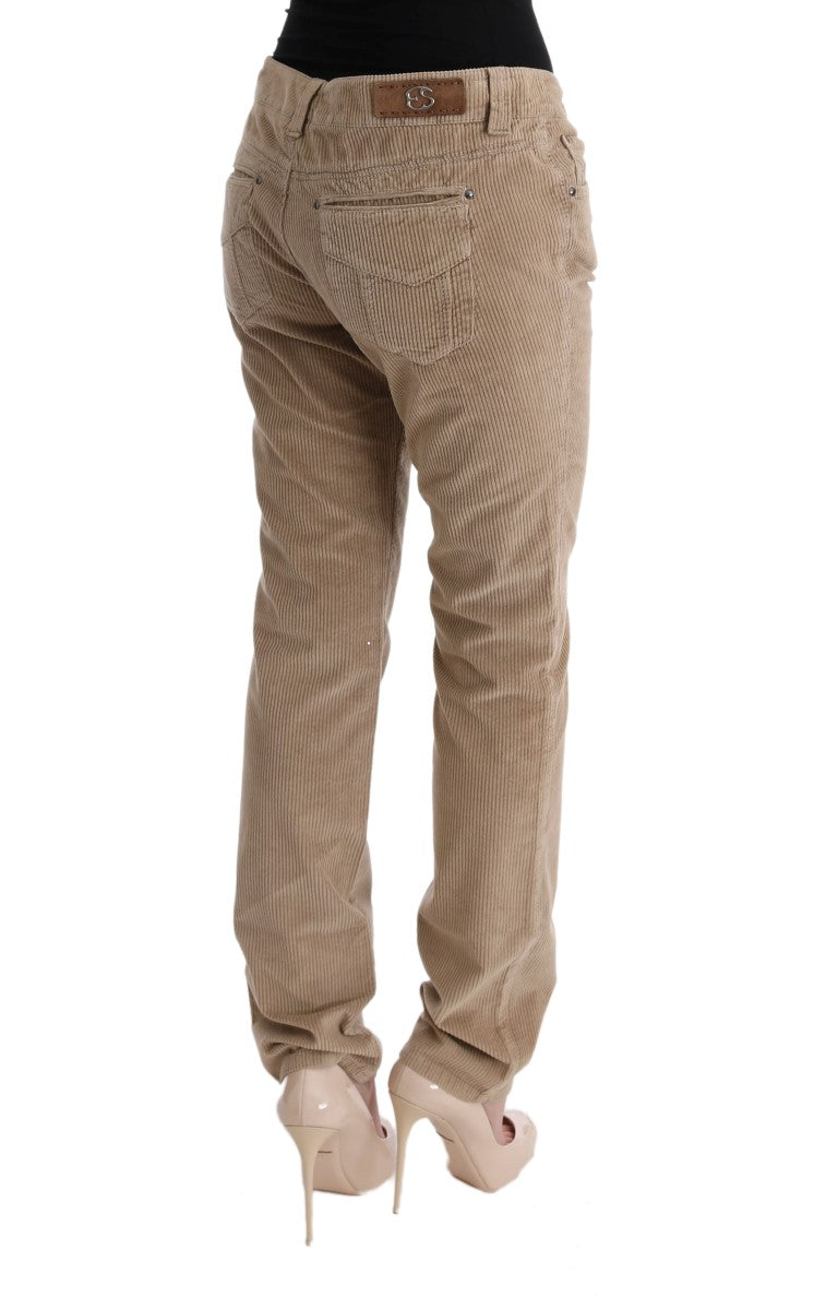Pantalon en velours de coton beige à coupe droite d'Ermanno Scervino