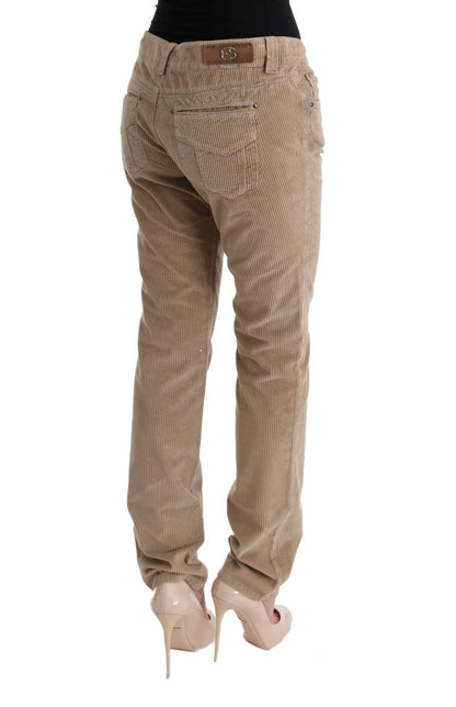Pantalon en velours de coton beige à coupe droite d'Ermanno Scervino