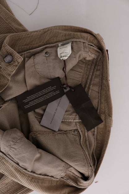 Pantalon en velours de coton beige à coupe droite d'Ermanno Scervino