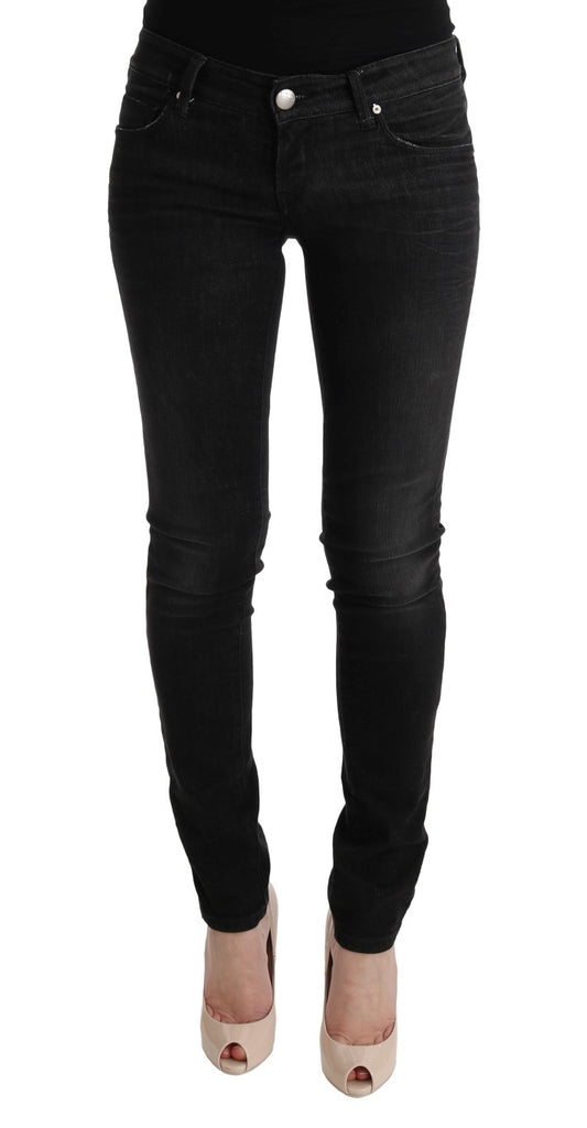 Jeans slim en coton et denim noir Acht