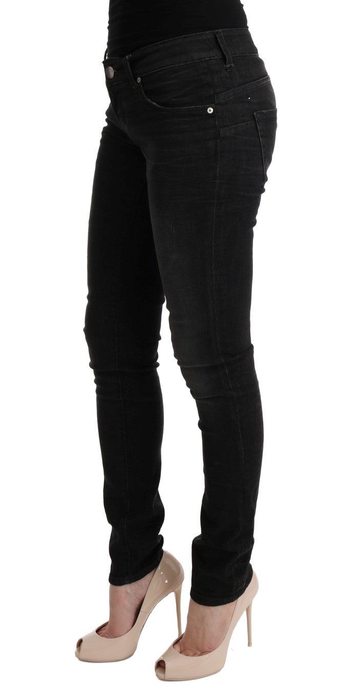 Jeans slim en coton et denim noir Acht