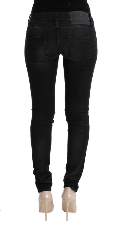 Jeans slim en coton et denim noir Acht