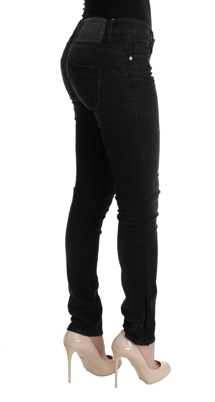 Jeans slim en coton et denim noir Acht