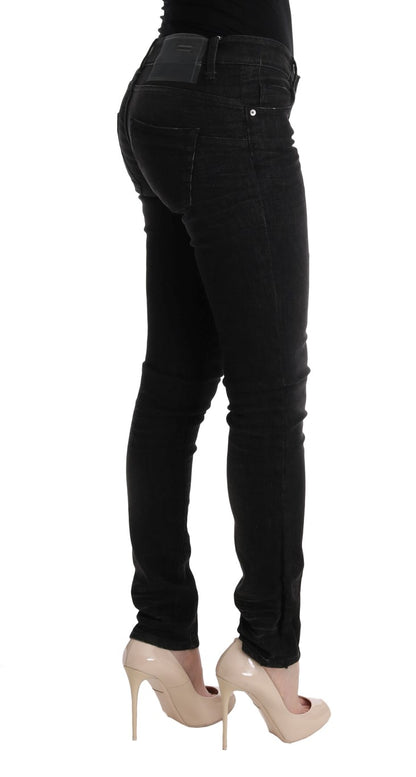 Jeans slim en coton et denim noir Acht