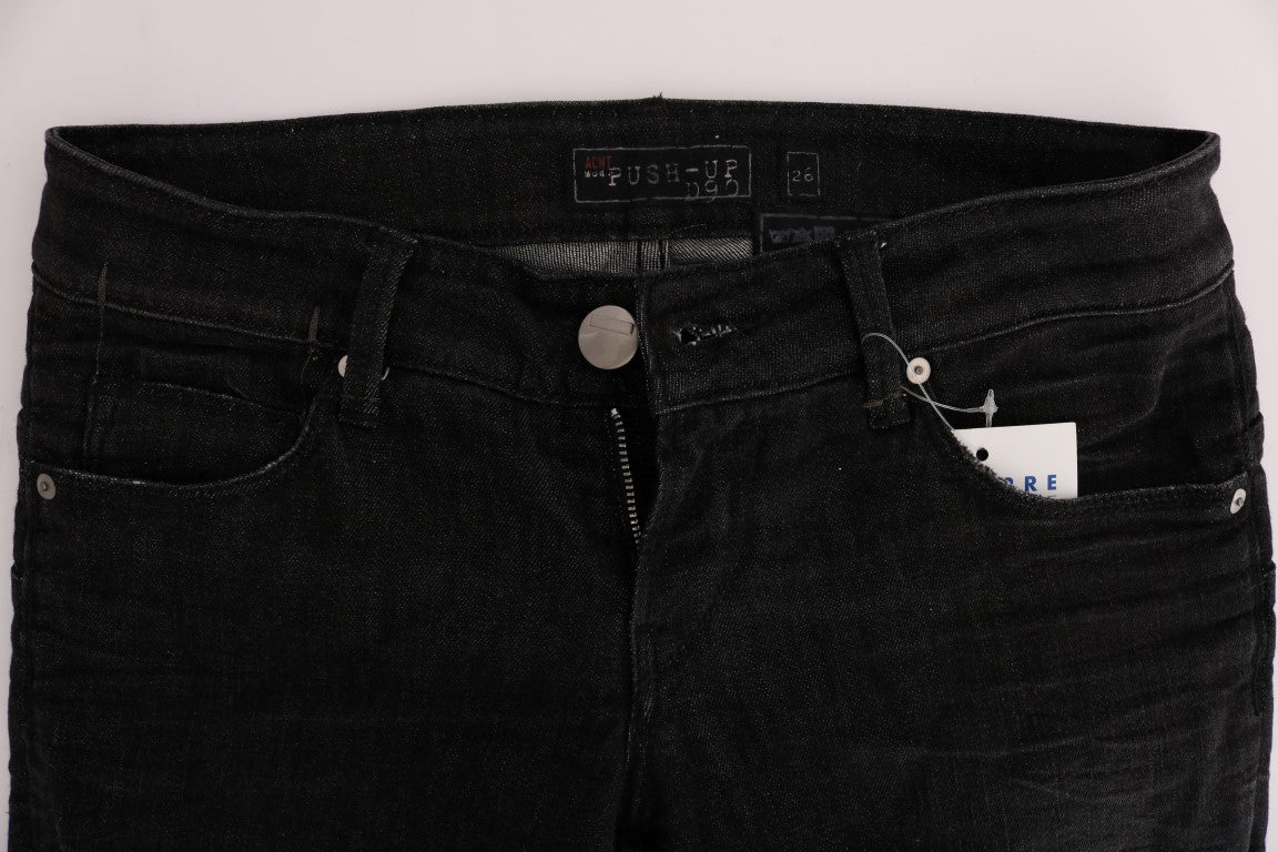 Jeans slim en coton et denim noir Acht
